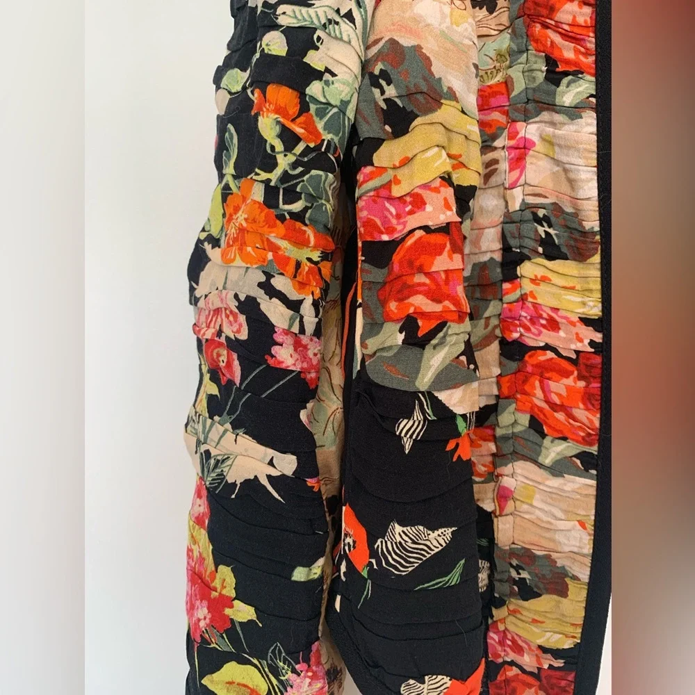 Zara Floral Patchwork Black Multicolor Blazer Jacket - Picture 6 of 9